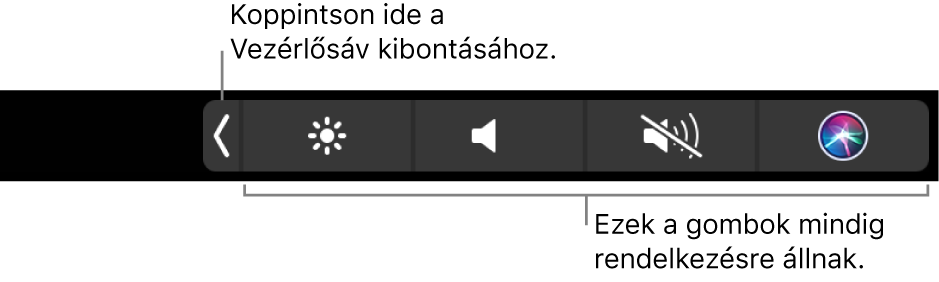 Ábra Touch Bar Control Strip.