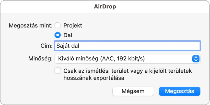 AirDrop párbeszédablak.