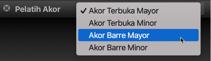 Menu pop-up Pelatih Akor.