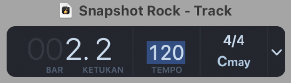 LCD di bar kontrol, yang mengedit tempo
