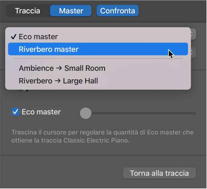 Scegliere l’effetto master.