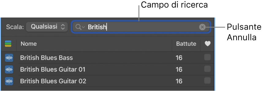 Campo di ricerca nel Browser loop.