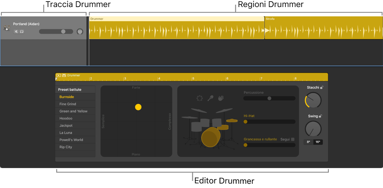 Traccia Drummer ed Editor Drummer