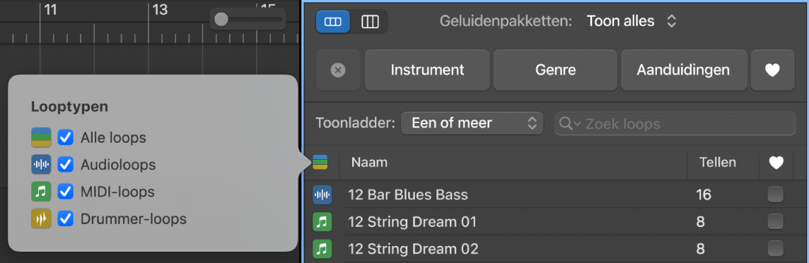 De knop 'Looptypen'.