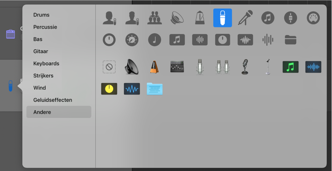 Een spoorsymbool kiezen uit het contextuele menu 'Symbool'.