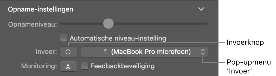 Invoerknop en pop‑upmenu 'Invoer' in het infovenster voor Smart Controls.