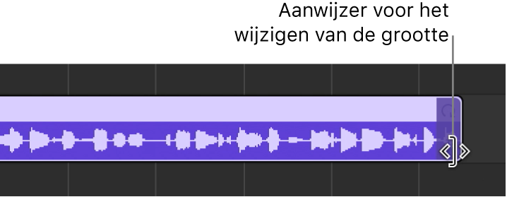 De formaataanwijzer bij de rechterrand van een segment.