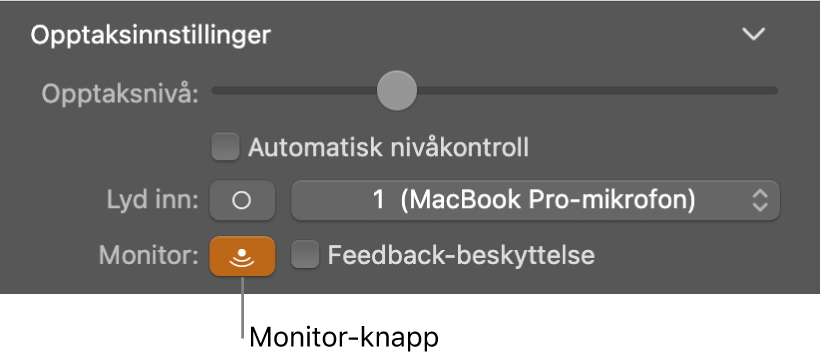 Monitor-knapp i Smart Controls-inspektøren.