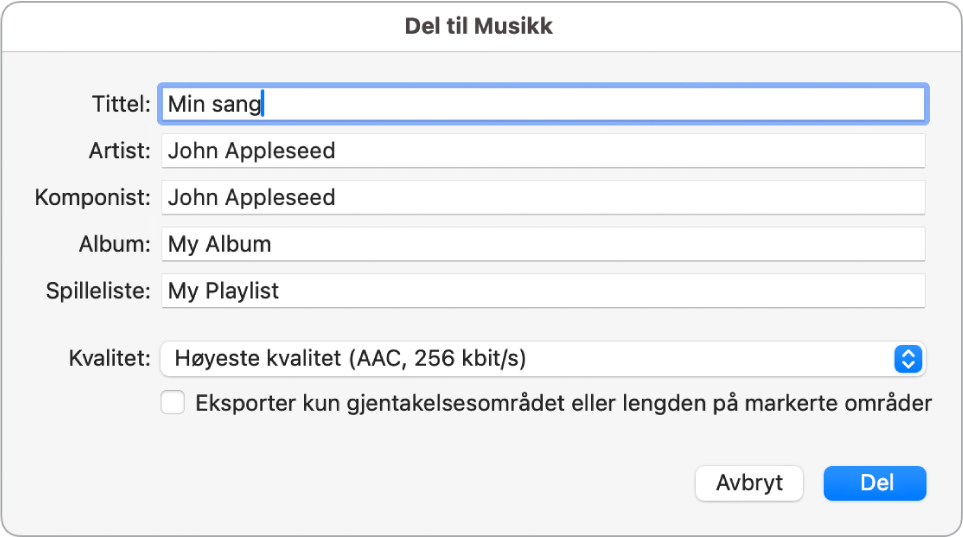 Del til Musikk-dialogruten.