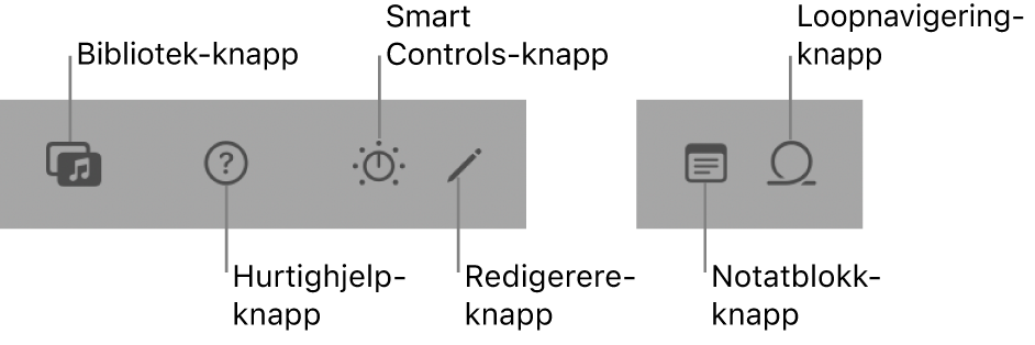 Knapper i kontrollinjen.
