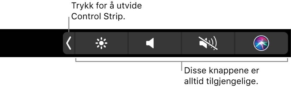 Figur. Control Strip i Touch Bar.