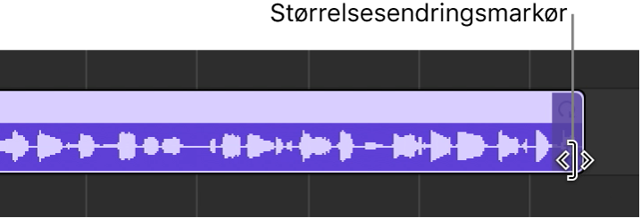 Størrelsesendringspekeren ved høyre kant av et område.
