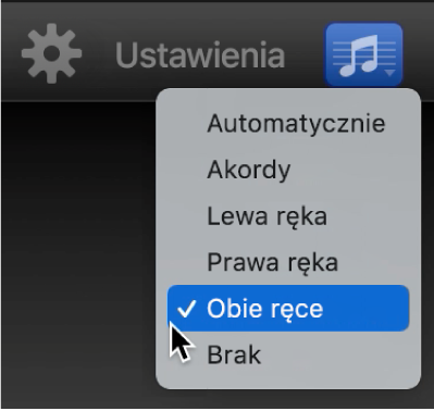 Menu podręczne Notacja.