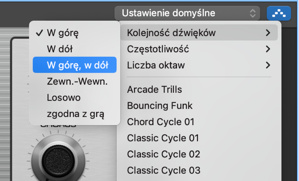 Narzędzia Smart Controls Arpeggiatora.