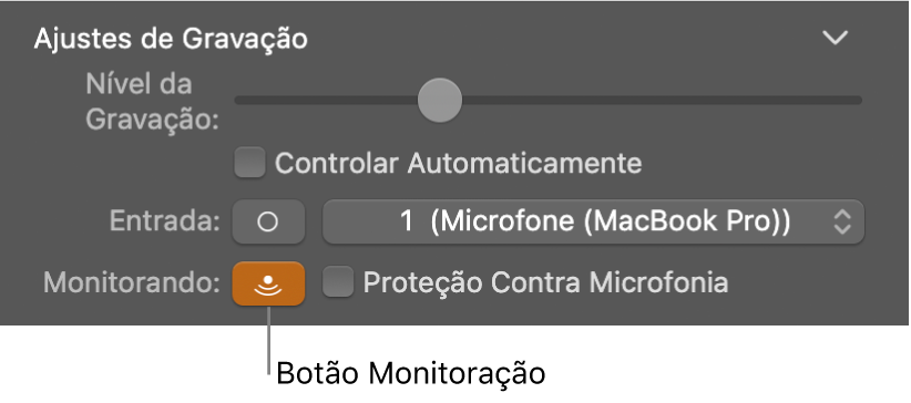 Botão Monitoração no inspetor de Smart Controls.