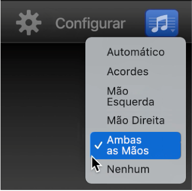 Menu pop-up Notação.