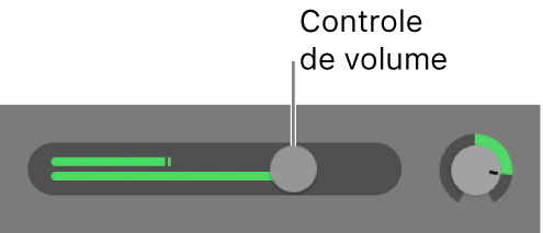 Cabeçalho de trilha exibindo o controle deslizante de Volume.