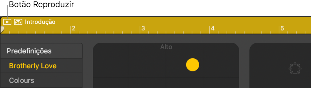 Região do Drummer a ilustrar o botão Reproduzir.
