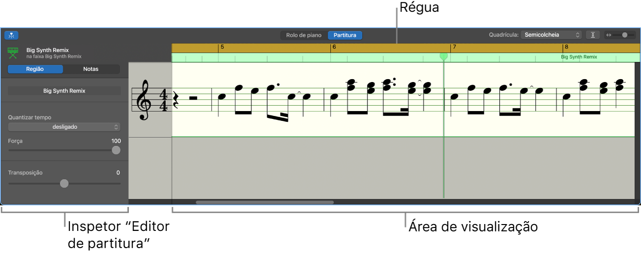 O editor de partitura.