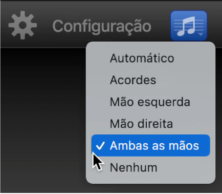 Menu pop-up Notação.