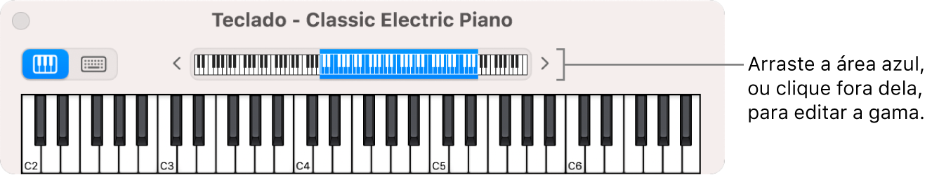 Teclado no ecrã.