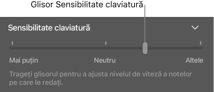 Glisor Sensibilitate claviatură în inspectorul Smart Controls