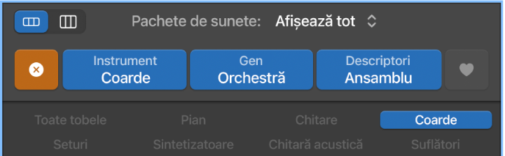 Butonul Resetează din browserul de bucle.