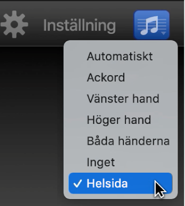Välja Helsida från popupmenyn Notation.