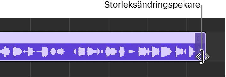 Storleksändringspekaren vid högra kanten av en region.