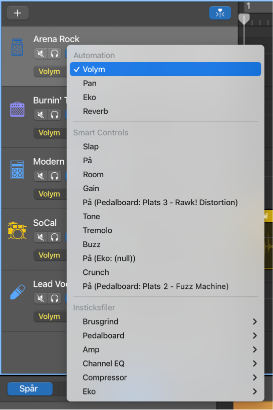 Popupmenyn Automatiseringsparameter visas.