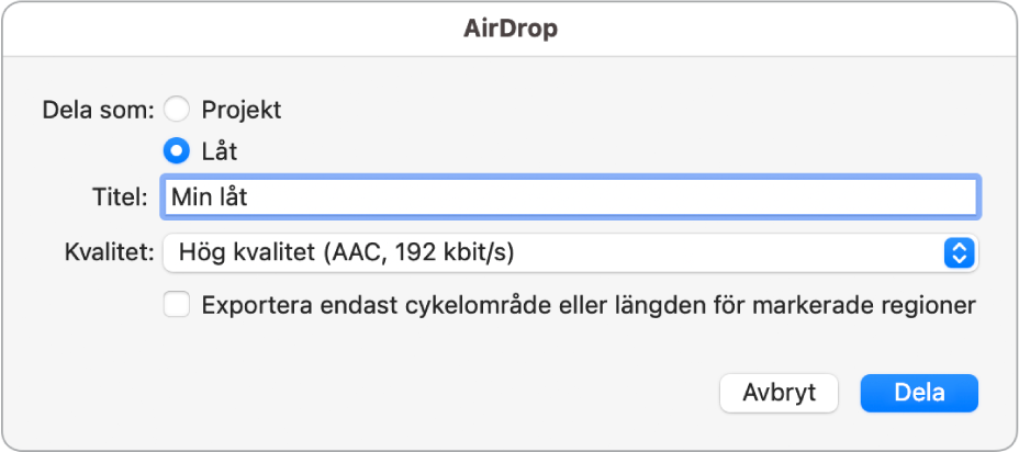 Dialogrutan AirDrop.