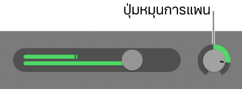 ส่วนหัวของแทร็กที่แสดงลูกบิดการแพน