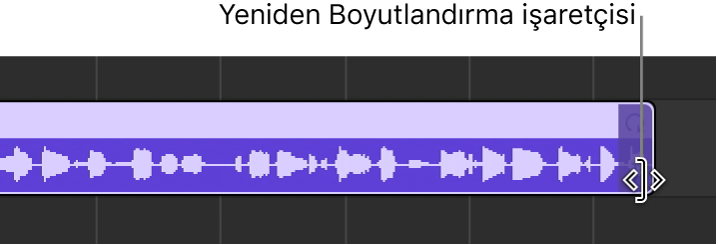 Bir bölgenin sağ kenarındaki büyüklüğü değiştirme imleci.