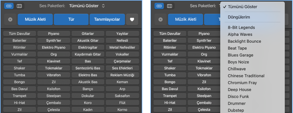 Açık Döngüler açılır menüsü gösteriliyor.
