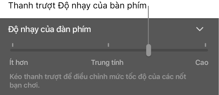 Thanh trượt Độ nhạy của bàn phím trong trình kiểm tra Smart Control.
