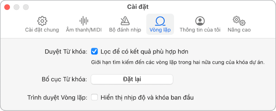 Khung cài đặt Vòng lặp.