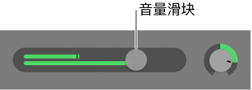 显示“音量”滑块的轨道头。