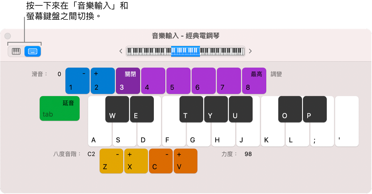「音樂輸入」視窗。