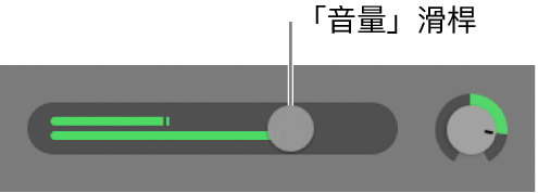 顯示「音量」滑桿的音軌標題。