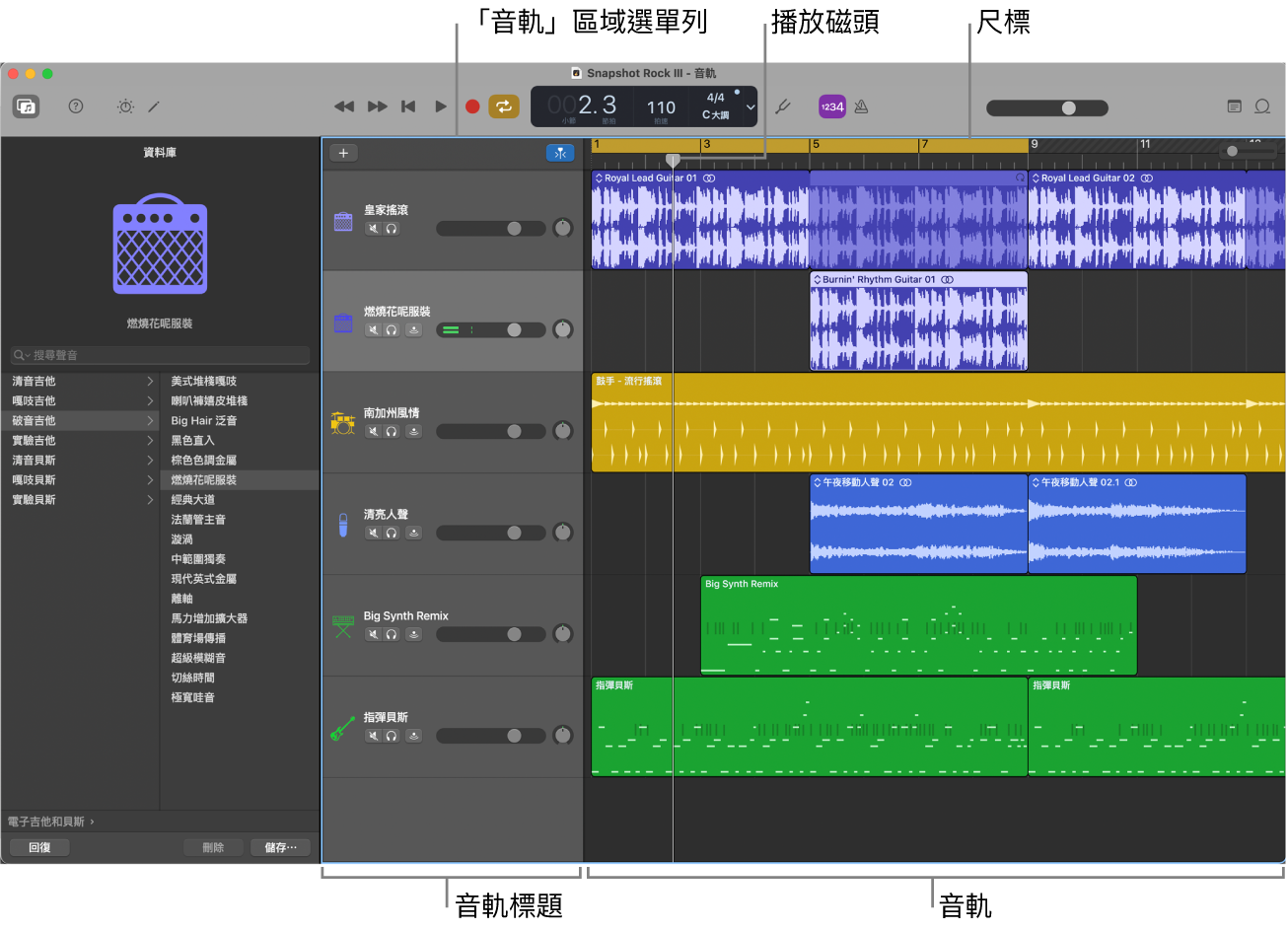 音軌區域。
