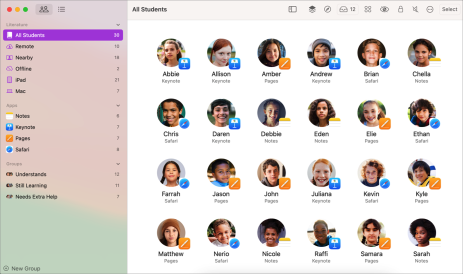 The Classroom app showing All Students.