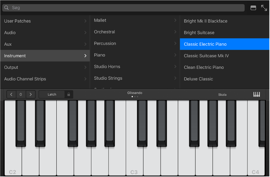 Figur. Touch-instrumentet Keyboard med biblioteket.