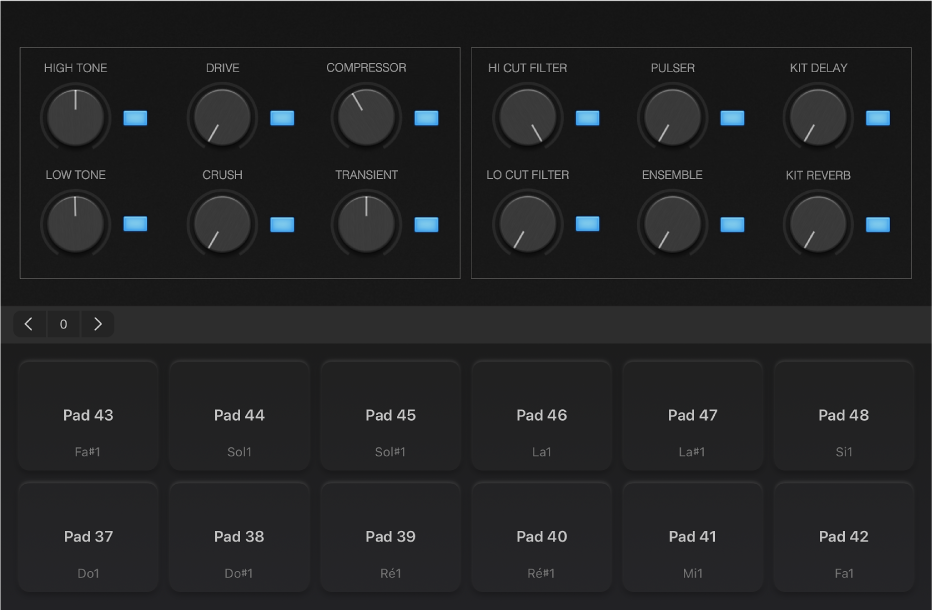 Figure. Drum pads occupant la moitié de l’écran.