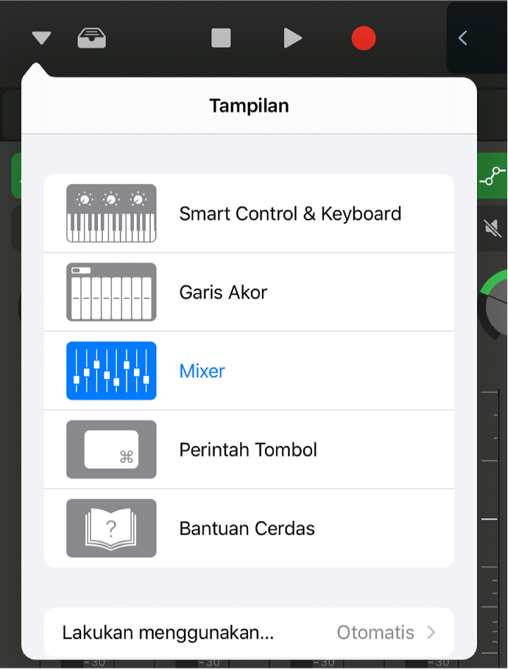Gambar. Menu pop-up Tampilan.