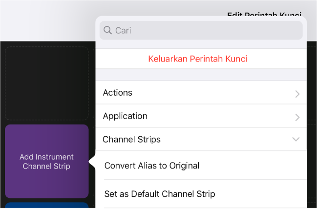 Rajah. Menu timbul Perintah Kekunci.
