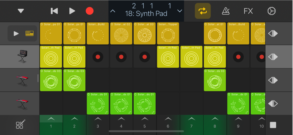 Figur. Live Loops-net til iPhone.