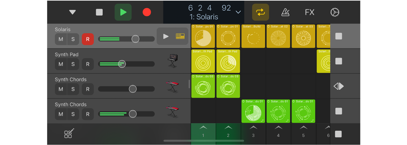Logic Remote, jossa näkyy projekti toistettavana.