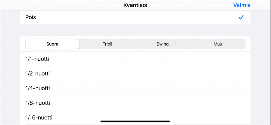 Solun Kvantisoi-valikko.