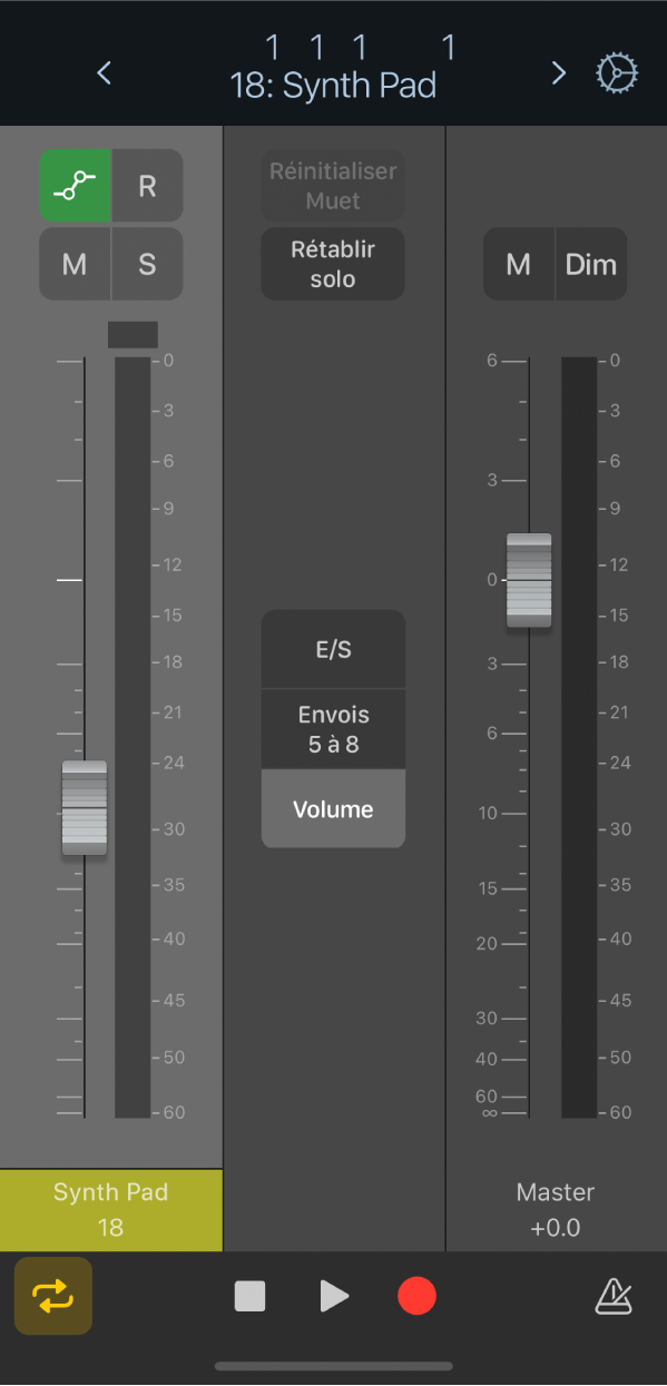 Figure. Présentation Table de mixage par défaut.