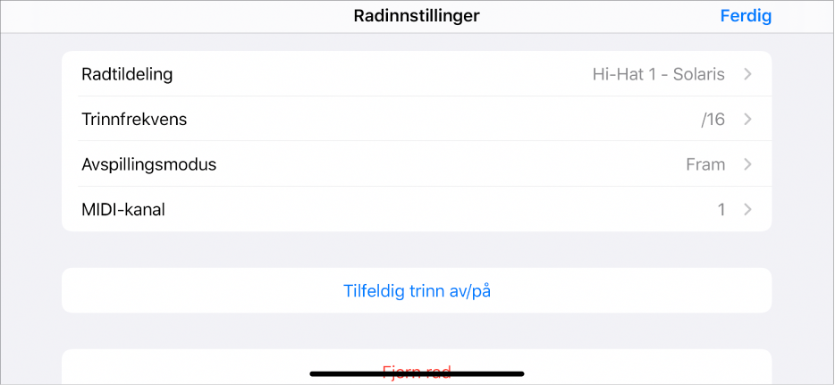 Radinnstillinger-meny.